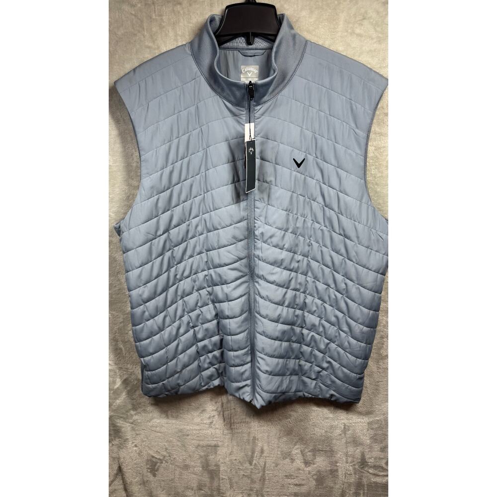 Callaway NEW Golf Vest Mens XXL Gray Quilted Lightweight Full Zip Pockets UPF